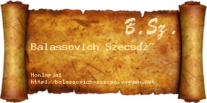 Balassovich Szecső névjegykártya